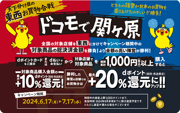 天下分け目の東西お買物合戦 どちらの陣営が日本のお買物を盛り上げたのか、いざ勝負！ドコモで関ケ原